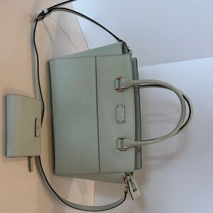 kate spade Mint Green Leather Satchel with Removable Strap and matching wallet